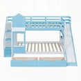 thumbnail image 2 of Full-Over-Full Castle Style Bunk Bed with 2 Drawers 3 Shelves & Slide - Stable & Fun Blue Bed, 2 of 26