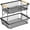 Black, variant on 2 Tier Fruit Basket for Kitchen Counter with 2 Banana Hangers, Countertop Metal Bread Basket with Wooden Handle, Large Storage Stand for Vegetables, Snacks, Eggs, Produce Storage – White
