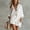 White, variant on Morttic Women's Long Sleeve V-Neck Shirt & Wide Leg Shorts Set – Chest Pocket, Hem Slit, Solid Color Summer Two Piece Sky Blue,S