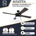 thumbnail image 3 of Prominence Home Auletta 52" Black Indoor/Outdoor Ceiling Fan with 4 Blades, Light Kit, Pull Chains & Reverse Airflow, 3 of 18