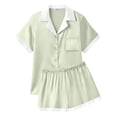thumbnail image 4 of Ekouaer Womens Silk Satin Pajama Set Short Sleeve PJs 2 Piece Button Down Top and Shorts Notch Collar Sleepwear Sets Soft Pjs, 4 of 6
