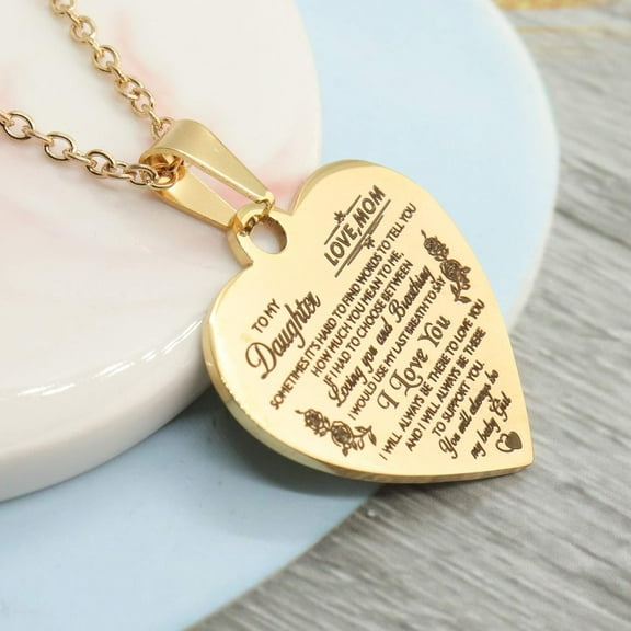Inspiration Necklace Gifts for Daughter/ Son Christmas New Year Birthday Gift I Love You Heart Pendant Jewelry Necklace from Mom Dad