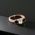 thumbnail image 3 of Gem Stone King 1.97 Ct Oval Green Prasiolite Black Diamond 18K Rose Gold Plated Silver Moissanite Ring (Size 7), 3 of 4
