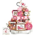 thumbnail image 6 of Valentine's Day Tiered Tray Decor Red Heart Wood Sign Valentine Table Decorations Farmhouse Romantic Tabletop Signs for Valentine's Day Wedding Home Party Decor, 6 of 8