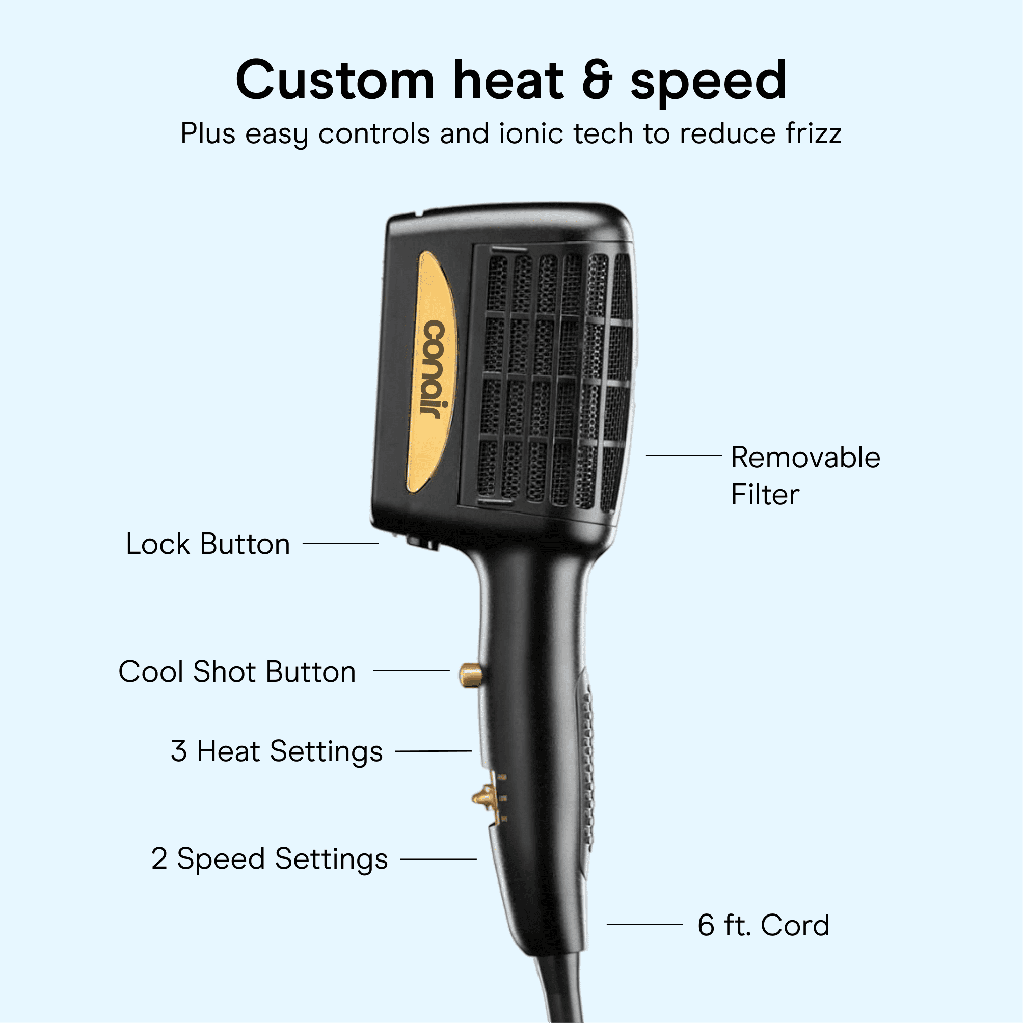 InfinitiPRO by Conair Gold 1875W 3-in-1 Styler Dual Switch Dryer