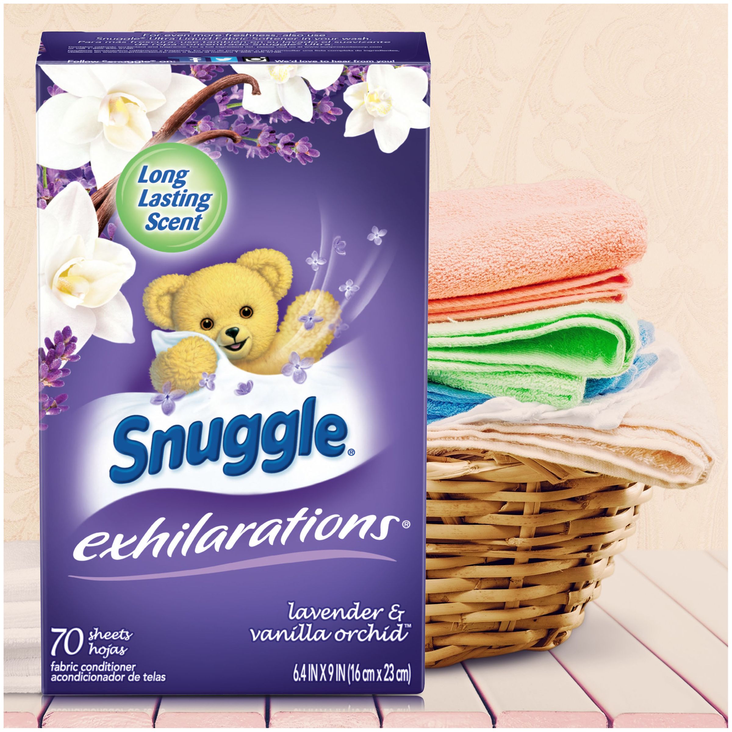 Snuggle  Fabric Softener Dryer Sheets, Lavender & Vanilla Orchid, 70 Count - image 5 of 5