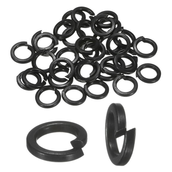 Uxcell 50-Pack Spring Lock Washer, M6 Stainless Steel Electroplating Black Coating Elastic Gasket Screw Fasteners