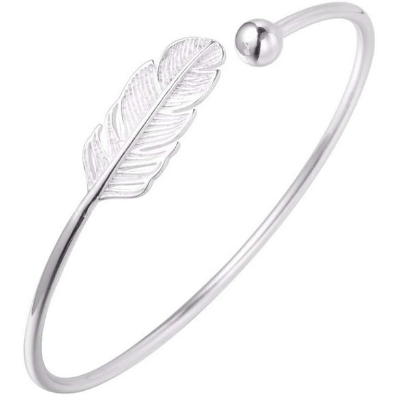 TopLLC Bangle Women Feather Open Bracelet Bangle Cuff Bangles Fashion Jewelry Gift Unisex Bracelet