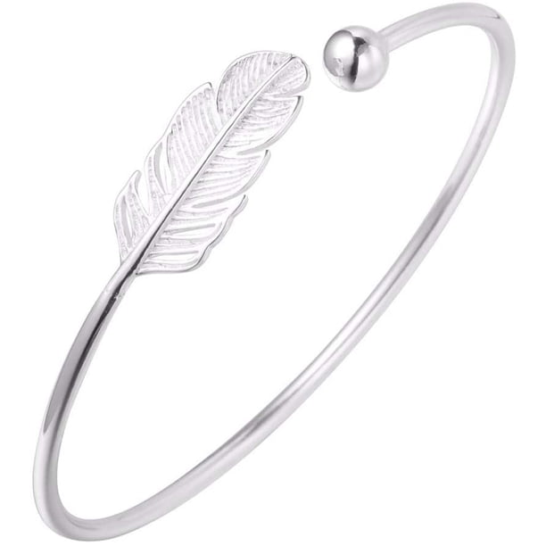 Brazalete para mujer, regalos para mujer, pulsera abierta con plumas, brazalete, brazalete, joyería de moda, regalo, pulsera unisex