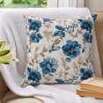 thumbnail image 3 of Pillow Covers 26x26 Set of 2, Indigo Florals Throw Pillow Covers Decorative Couch Cushion Cover, Farm Botanical Peonies Vintage Brown Leaves Microfiber Soft Pillowcases for Bedroom Living Room Sofa, 3 of 9