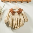 thumbnail image 4 of KyCheLot Baby Girls Boys Bodysuit Vinrage Floral Print Cute Collared Long Sleeve Cotton Romper 3-36 Months, 4 of 5