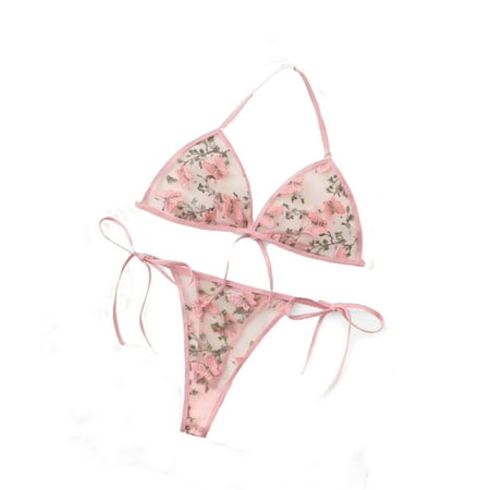 

Floral Print Sexy Sets Baby Pink Plus Size Sexy Lingerie (Women s)