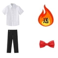 thumbnail image 4 of Odeerbi Niños 3 Piezas Caballero Traje Formal Preppy Traje de Manga Corta Camisa de Vestido y Pantalones de Traje Con Corbata Colegial Conjunto de Uniforme, 4 of 6