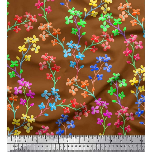 Soimoi Cotton Poplin Fabric Lilac Floral Decor Fabric Printed Yard 56 Inch Wide