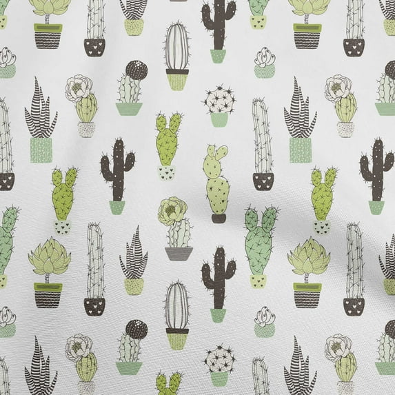 oneOone Viscose Jersey White Fabric Cactus Sewing Material Print Fabric By The Yard 60 Inch Wide-T4