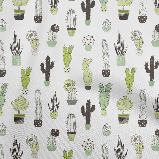 oneOone Silk Tabby White Fabric Cactus Craft Projects Decor Fabric Printed By The Yard 42 Inch Wide-MC