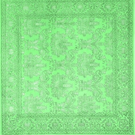 Ahgly Company Indoor Square Persian Emerald Green Traditional Area Rugs, 4' Square