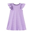 thumbnail image 4 of MEZZALL Girls Solid Color Flutter Sleeve Dress Casual Summer Soft Comfortable Party O-Neck Solid Color Lovely Dresses, 4 of 4