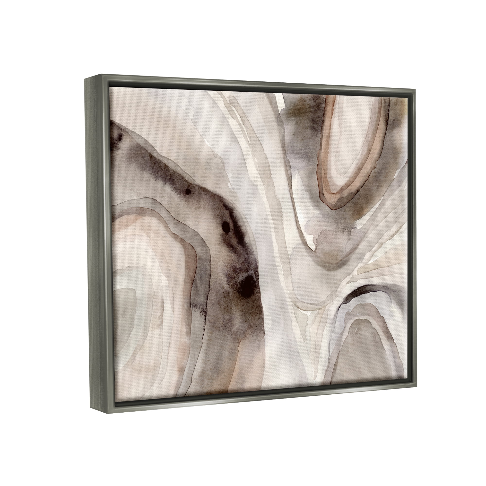 Stupell Industries Abstract Geode Watercolor Abstract Painting Gray Floater Framed Canvas Art Print Wall Art, 31 x 25