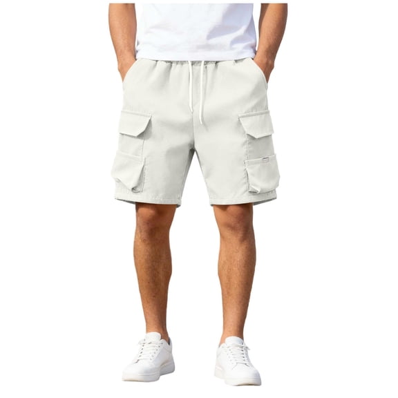 JUUYY Mens Casual Cargo Shorts Stretch Classic Drawstring Elastic Waist Summer Work Shorts Outdoor Hiking Shorts with Multi-Pockets Gray XXXXXL