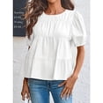 thumbnail image 5 of Summer Women Puffed Sleeve Tunic with A Waistband Casual T Shirt Loose Shirt, 5 of 5