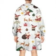 thumbnail image 2 of Wearable Oversized Blanket,White Christmas Santa Pattern Wearable Blanket Hoodie for Adults,Cozy Hooded Blankets with Super Pockets,Super Warm Fuzzy Pullover for Women & Men, 2 of 6