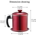 thumbnail image 4 of Bacon Grease Container With Strainer, 48 oz Metal Shining Red Stainless Steel Oil Container, Pot Fat Storage With Lid, Easy Grip Handle Suitable For Storing Frying Oil And Cooking Grease, 4 of 10