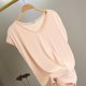 thumbnail image 1 of Pijama de manga corta para mujer, color liso, manga corta, camiseta fina con cuello en V, pijama de manga corta, blusa de poliéster para mujer, 1 of 8