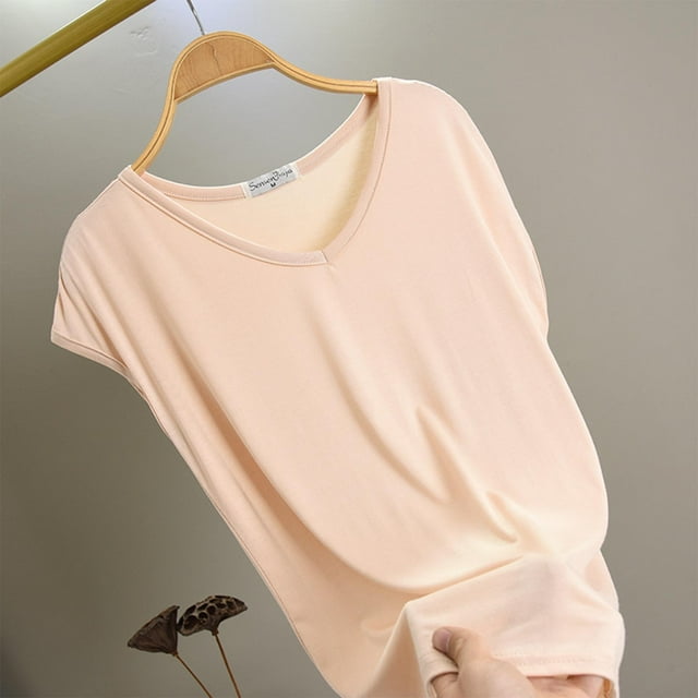 Pyjamas pour Femmes T-Shirts d'Été à Manches Courtes Col en V Amples Tenues Mode Vêtements de Nuit