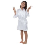Turquaz Linen White Satin Kimono Kid's Robe
