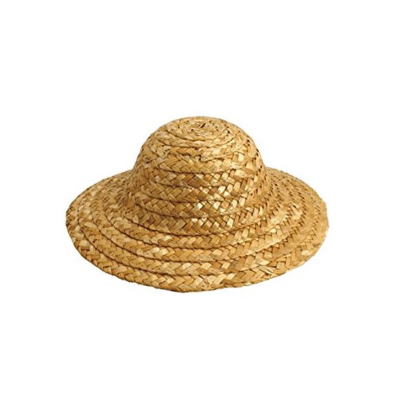 Vintage Round Top Straw Woven Hat for Dolls Bears Country Crafts 9"
