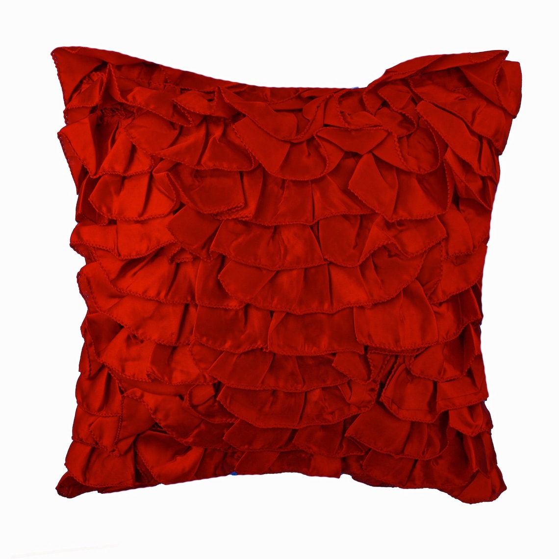 Red Pillow Shams, Vintage Ruffles Shabby Chic Pillow Shams, 24x24 inch (60x60 cm) Pillow Sham