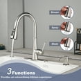thumbnail image 2 of Wowow 3 Functions Single Handle Pull Down Sprayer Kitchen Faucet with Soap Dispenser in Stainless Steel Brushed Nickel, 2 of 5