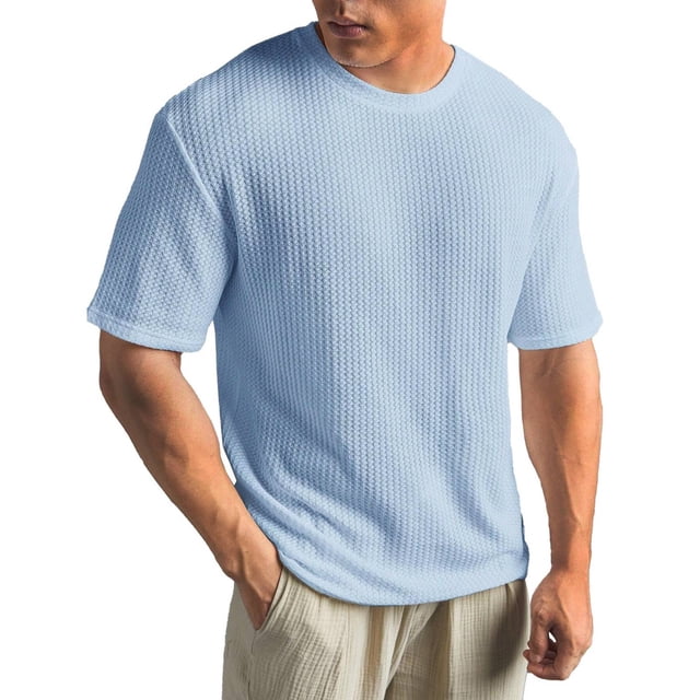 Hiiyo T-Shirt Uni pour Homme à Manches Courtes, Col Rond, T-Shirt Décontracté et Actif