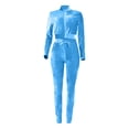 thumbnail image 7 of Babysbule Womens Fall Plus Top Sets Outfit Stylish Women Pocket V-neck Casual Solid Color Long Sleeve + Pants Set, 7 of 7