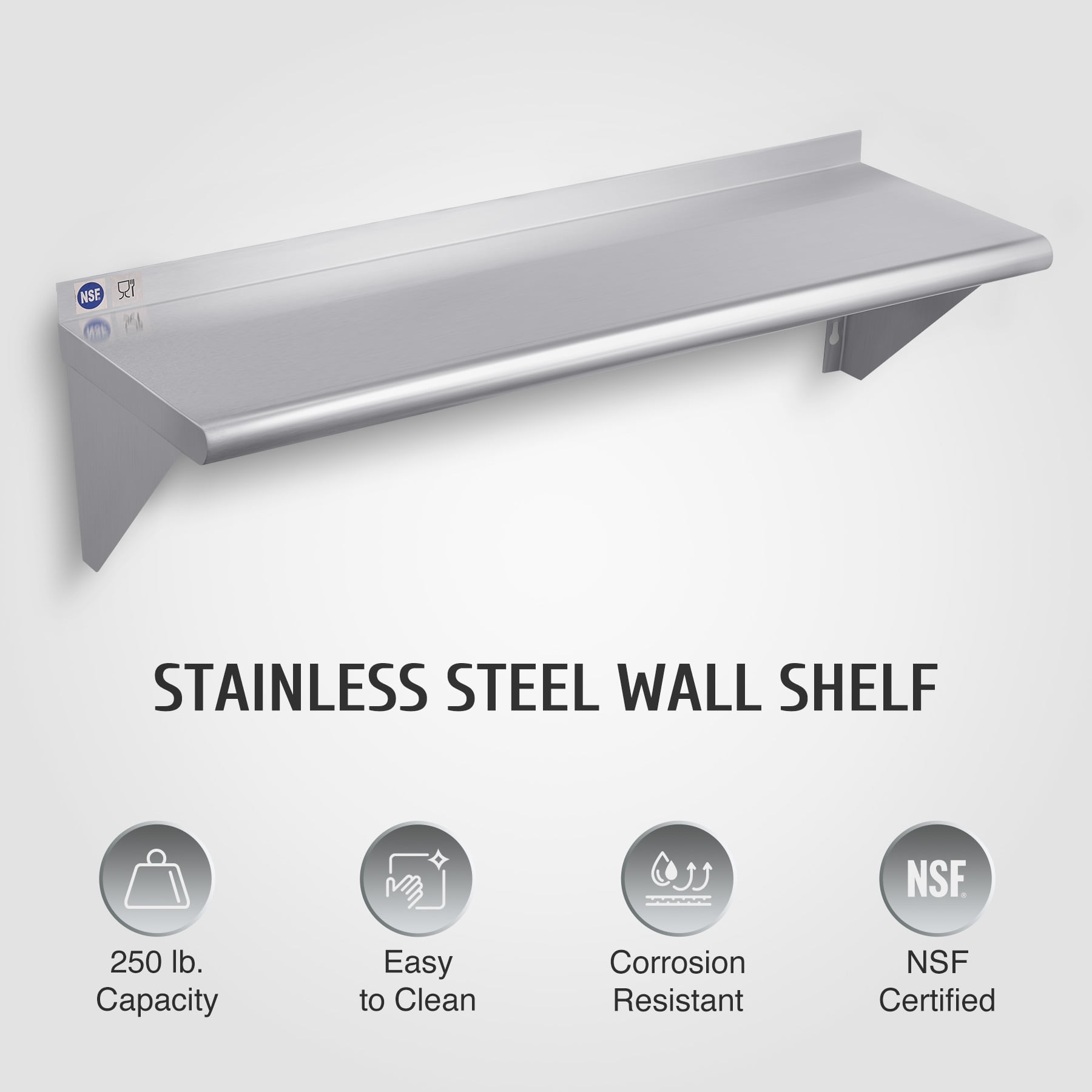 Wilprep Stainless Steel 12"x36" Kitchen Wall Mount Shelf for Home