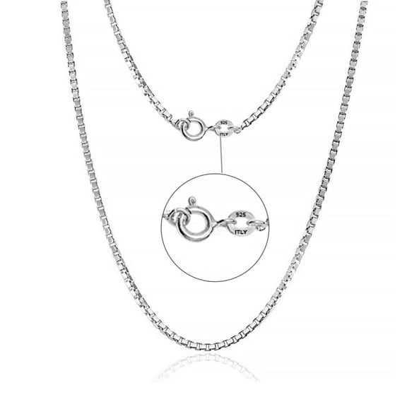LeCalla 925 Sterling Silver Chain for Women, Classic 1MM Box Chain Necklaces 16" Inch Necklace Silver Jewelry Gifts for Her