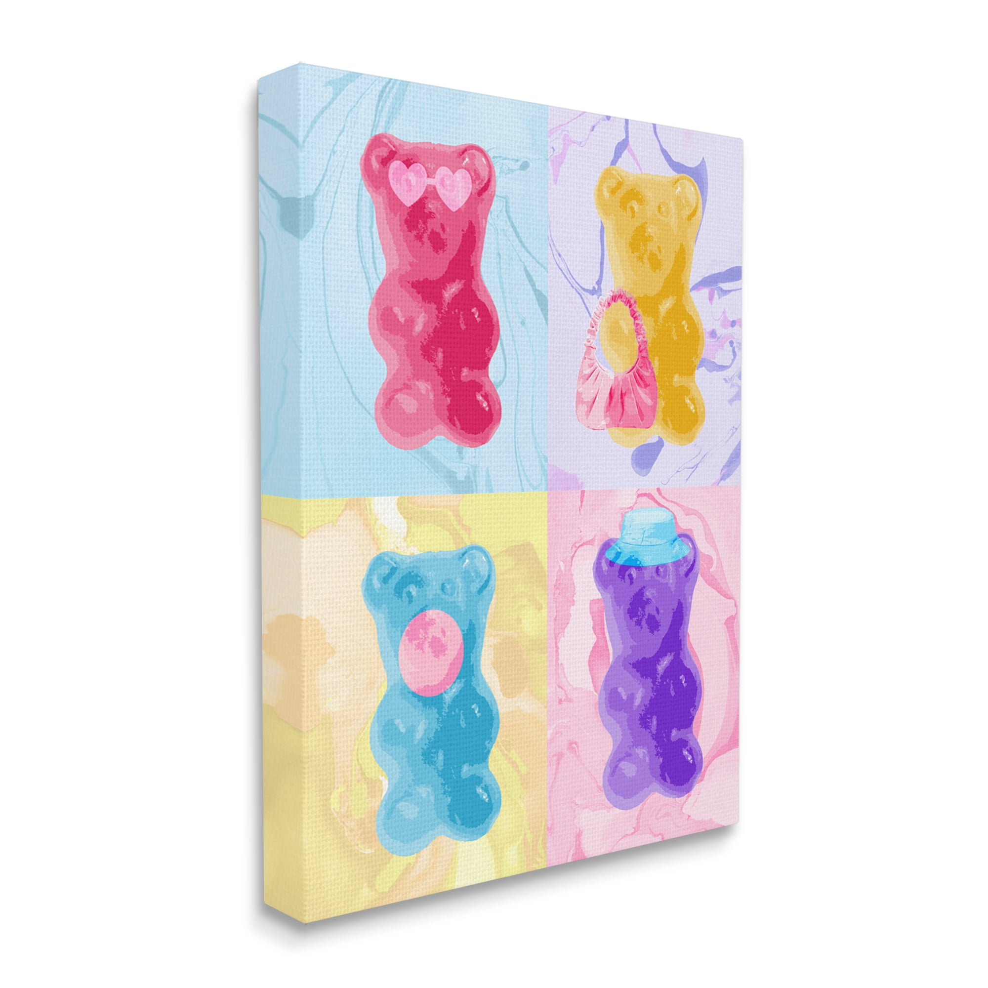 Stupell Industries Pop Style Abstract Bears Abstract Painting Gallery Wrapped Canvas Print Wall Art, 36 x 48