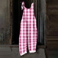 thumbnail image 5 of JULMCOMO Plus Size Jumpsuits for Women Plaid Print Tie Strap Scoop Neck Loose Fit Overalls Sleeveless Vacation Casual Jumpsuits Hot Pink M, 5 of 5