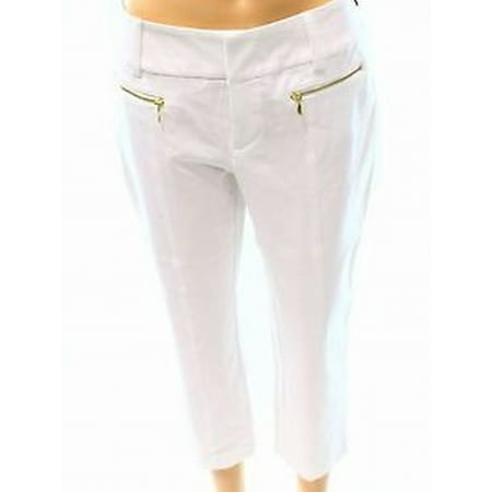 Inc International Concepts White Cropped Zipper-Pocket Pants 10