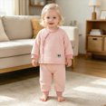 thumbnail image 5 of TOWED22 Toddler Boys Girls Pajamas 2 Piece Long Sleeve Pjs Set Cotton Kids Fall Winter Sleepwear 3 6 9 12 18 24 Months 2 3 4 5 6 7 8 9 Years(Pink,12-18 M), 5 of 6