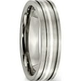 thumbnail image 4 of Titanium/Silver Two-Tone Titanium Brushed With Sterling Silver Inlay 6mm Grooved Band (Size 7) Made In China tb371-7, 4 of 5