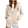 thumbnail image 6 of GaThRRgYP Womens Fleece Jacket Winter Sherpa Coat,Women's Fashionable Printed Fleece Hooded Sweatshirt Jacket Beige XXXL, 6 of 8