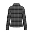 thumbnail image 4 of Aobny Casual Womens Shirts Gray Formal Plaid V-Neck Button Down Long Sleeve Blouse Juniors Shirts, 4 of 5