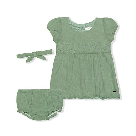 Tahari Kids Girls' Casual Dresses Green Scallop Lace Babydoll Dress Set - 18M