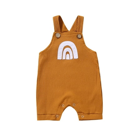 

MELDVDIB Baby Romper Unisex Baby Boys Girls Jumpsuit Cotton Non-hooded Sling Buttons Romper Clothes Gift on Clearance