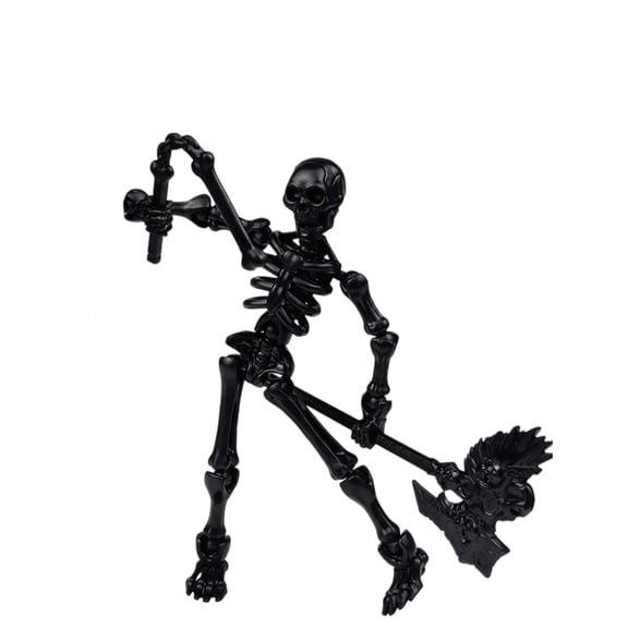 Articulated Movable Skeleton Action Figure DIY Assembly Posable Skull Model with Multiple Interchangeable Props Desk Decor Ornament Halloween Party Prop