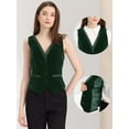 thumbnail image 2 of Chaleco de Estilo retro de terciopelo Allegra K Cuello En V Sin Mangas Verde oscuro M, 2 of 6