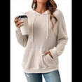 thumbnail image 3 of Sudadera Informal con Capucha y Bolsillo Frontal de Larga con Cordón para Mujer Crema S, 3 of 10