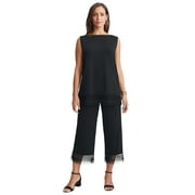 Jessica London Women's Plus Size 2-Piece Stretch Knit Lace Trim Crop Set